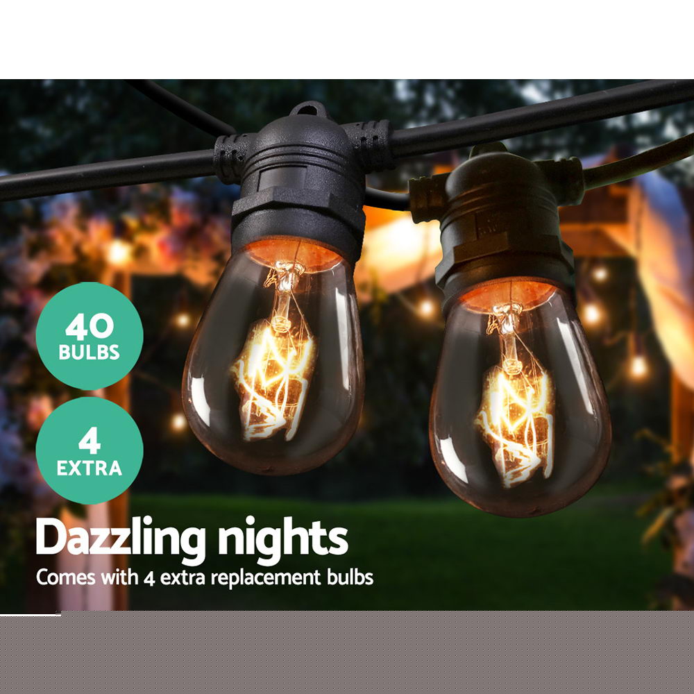 38M Led Festoon String Lights For Outdoor Events, Outdoor Decorations & Lights