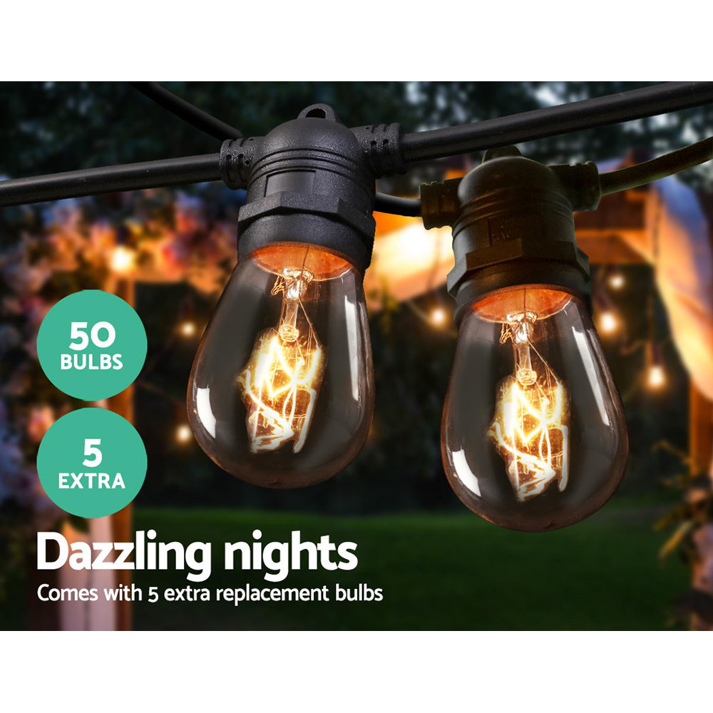 47M Led Festoon String Lights For Outdoor Events, Outdoor Decorations & Lights
