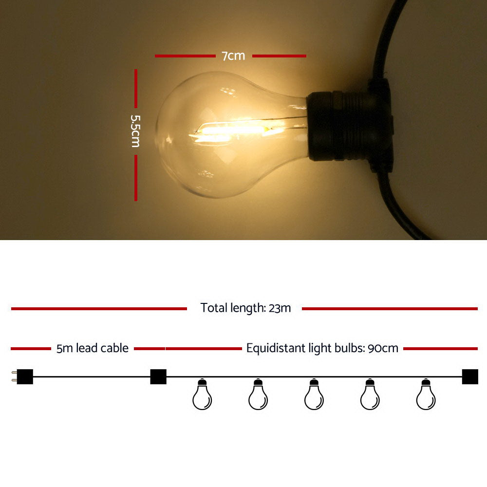 23m LED Festoon String Lights for Christmas Decoration Outdoor & Indoor