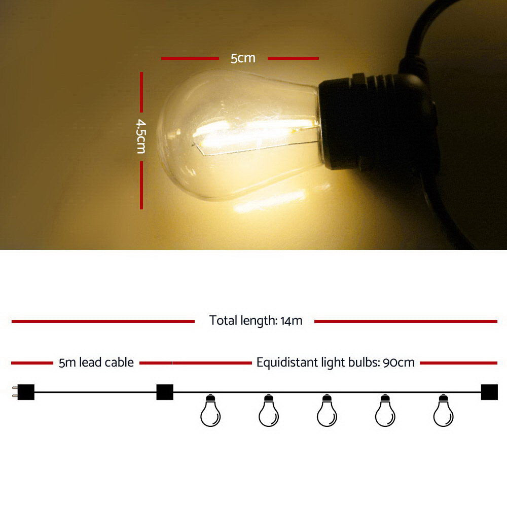 14M Led Festoon String Lights Christmas Wedding Party Outdoor