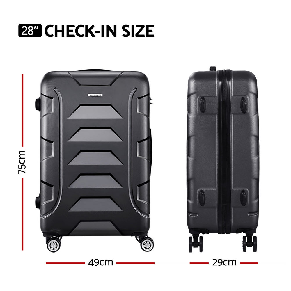 Wanderlite 28" 75cm Luggage Trolley Travel Suitcase Set TSA Hard Case Lightweight Strap