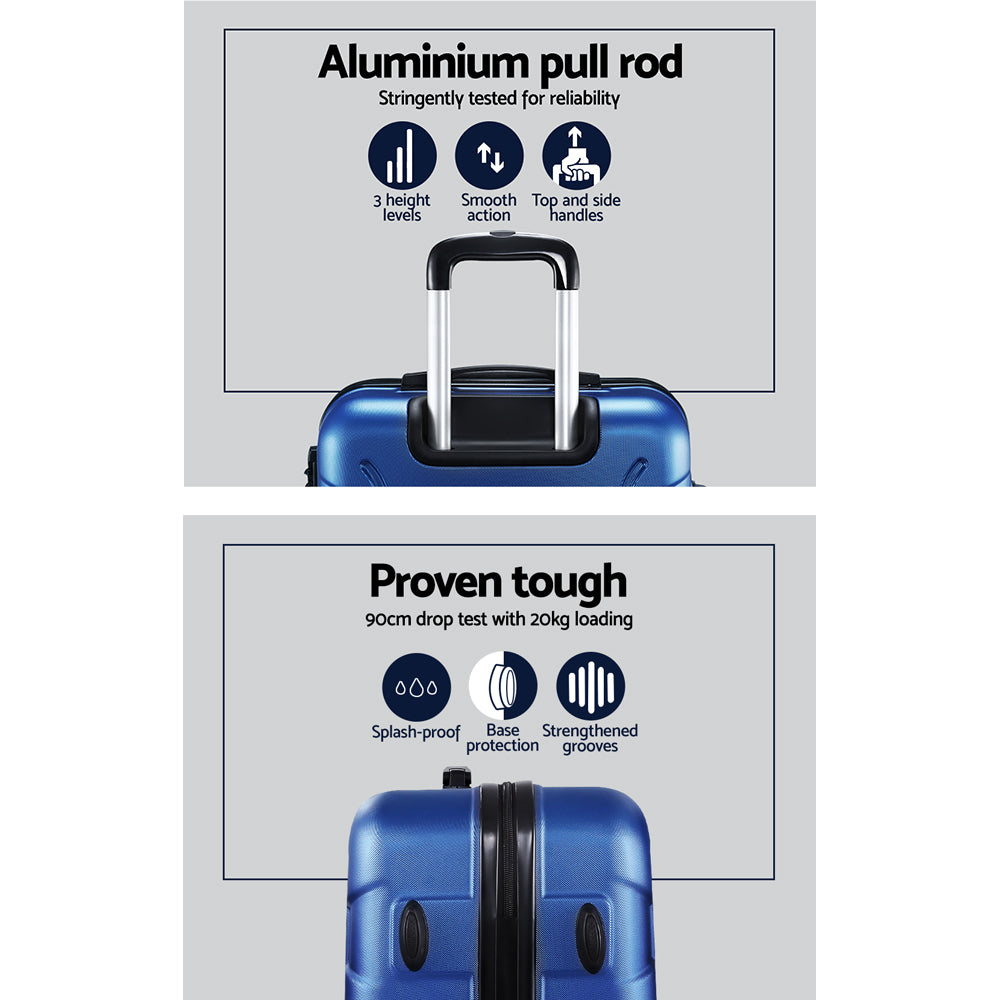 Travel Smart with Wanderlite 3pc Luggage Set - TSA Lock Enabled, Stylish Blue Suitcases