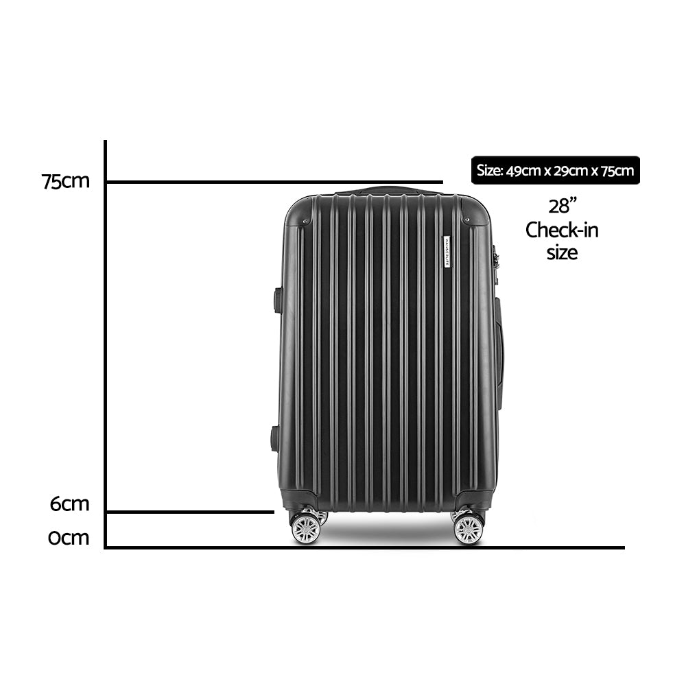Wanderlite 28" 75cm Luggage Trolley Travel Suitcase Carry-On Hard Case Black