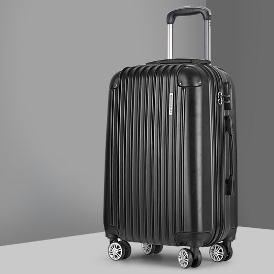 Wanderlite 28" 75cm Luggage Trolley Travel Suitcase Carry-On Hard Case Black | Lightweight Suit Lug Abs