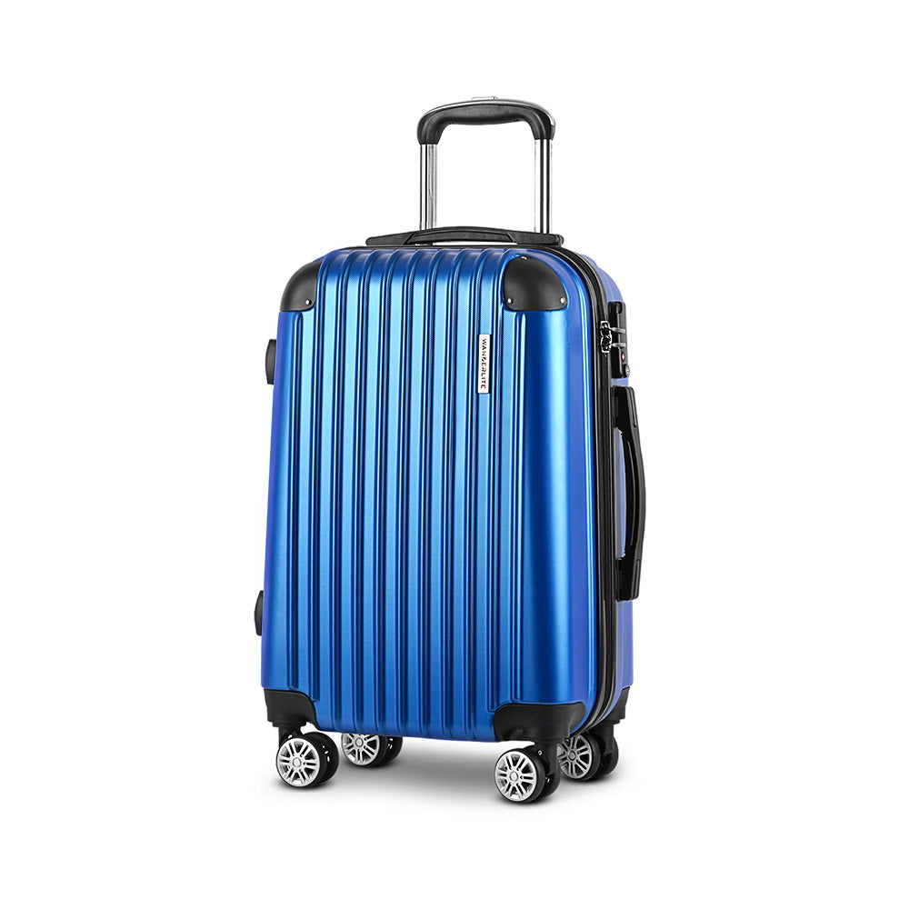 28" 75cm Luggage Trolley Suitcase Hard Case TSA Lock Blue
