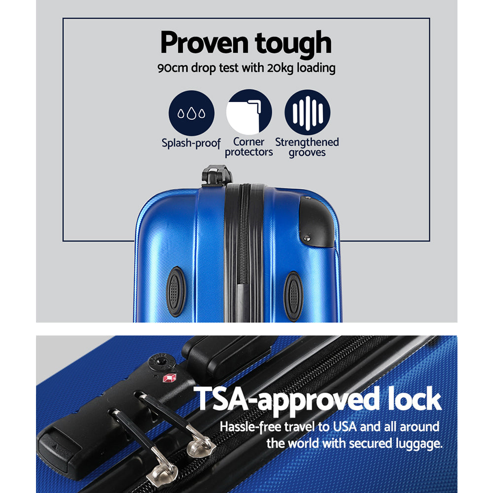 28" 75cm Luggage Trolley Suitcase Hard Case TSA Lock Blue