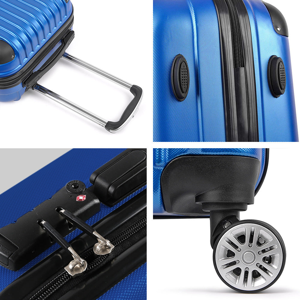 28" 75cm Luggage Trolley Suitcase Hard Case TSA Lock Blue