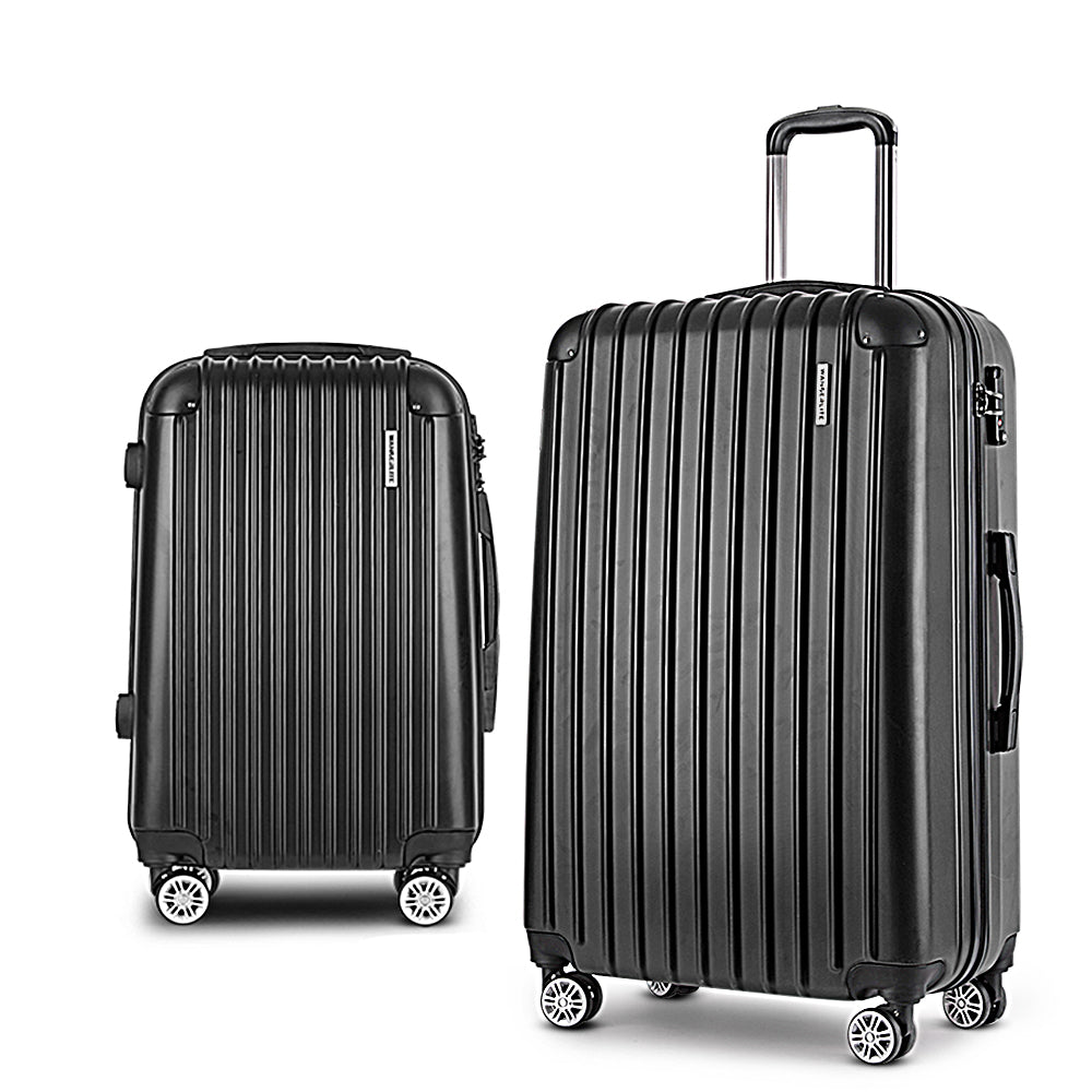 2pc Luggage Set Carry On Hard Case Black
