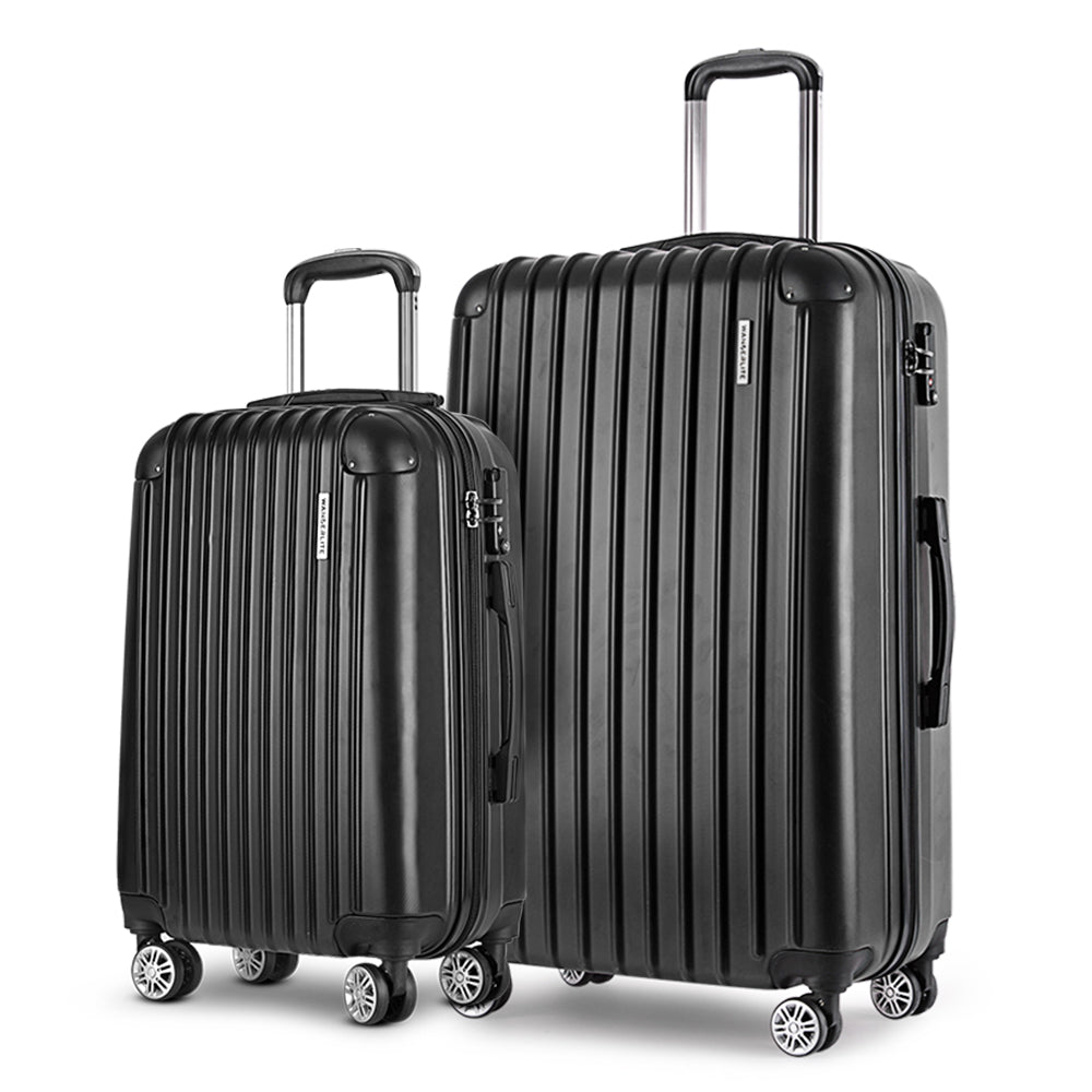 2pc Luggage Set Carry On Hard Case Black