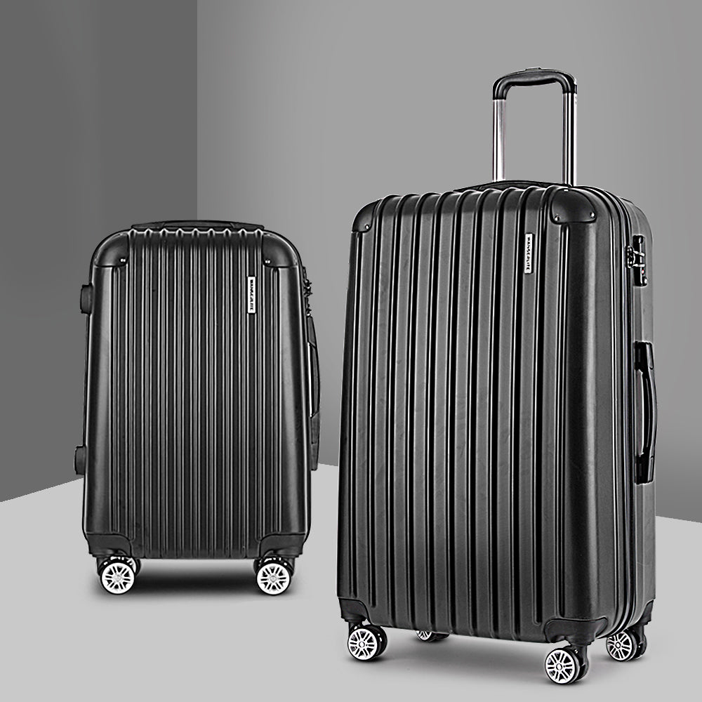 2pc Luggage Set Carry On Hard Case Black