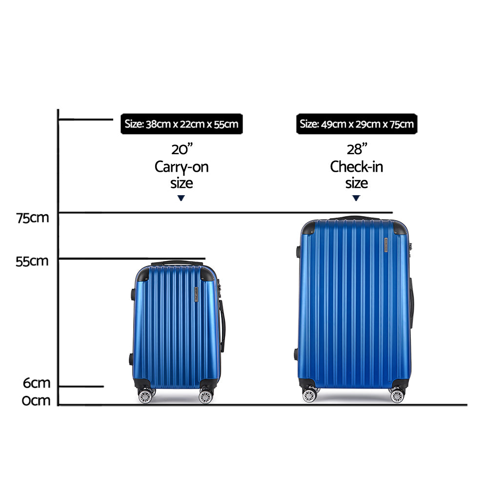 2Pcs Blue Luggage Trolley Set With Hard Case