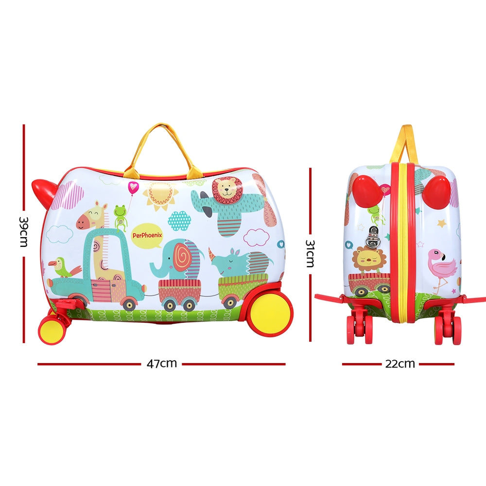 17" Kids Ride On Luggage Children Suitcase Trolley Travel Car