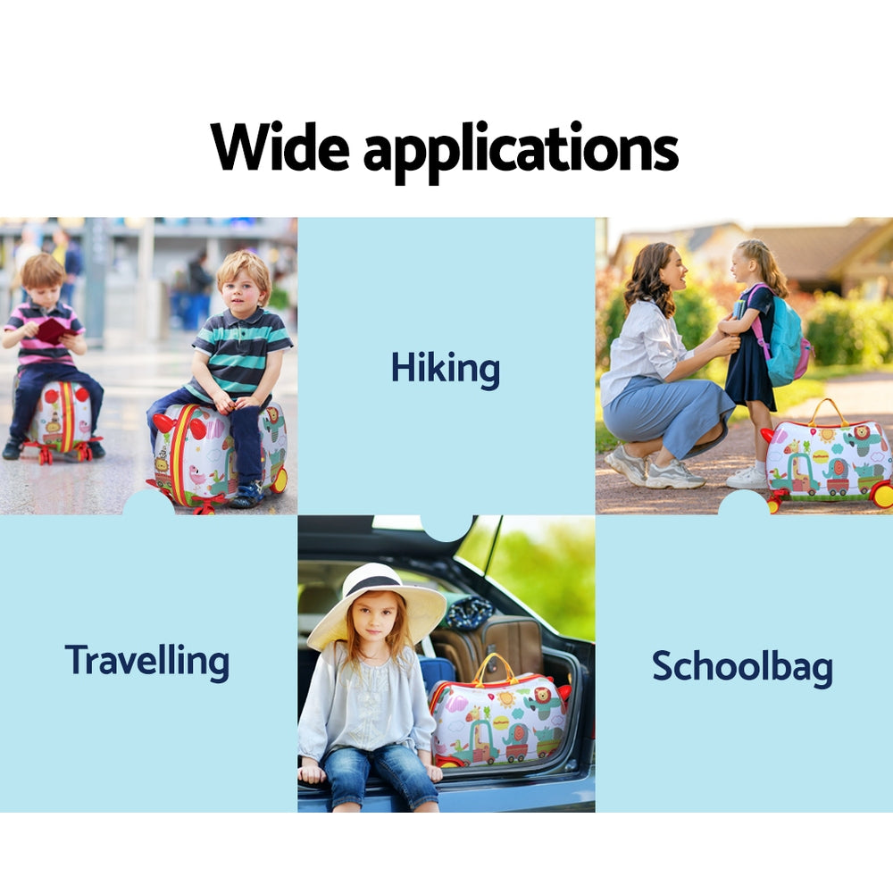 17" Kids Ride On Luggage Children Suitcase Trolley Travel Car