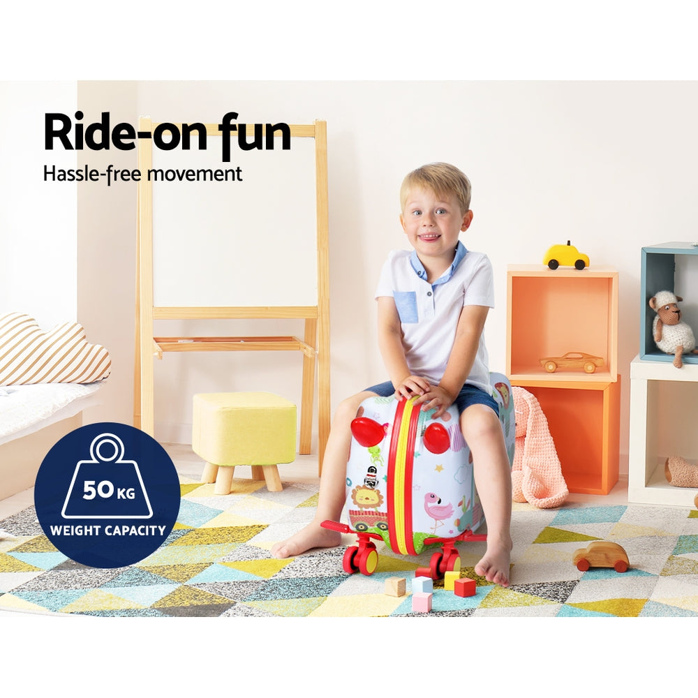 17" Kids Ride On Luggage Children Suitcase Trolley Travel Car