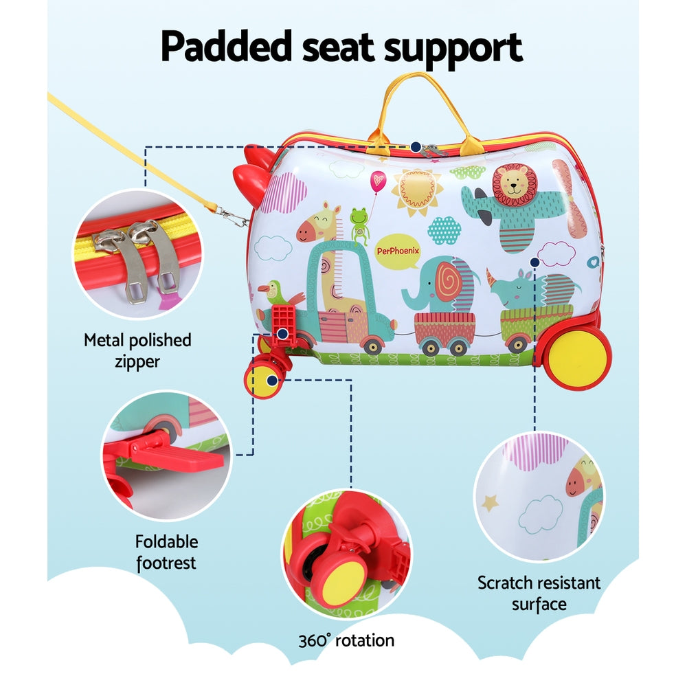 17" Kids Ride On Luggage Children Suitcase Trolley Travel Car