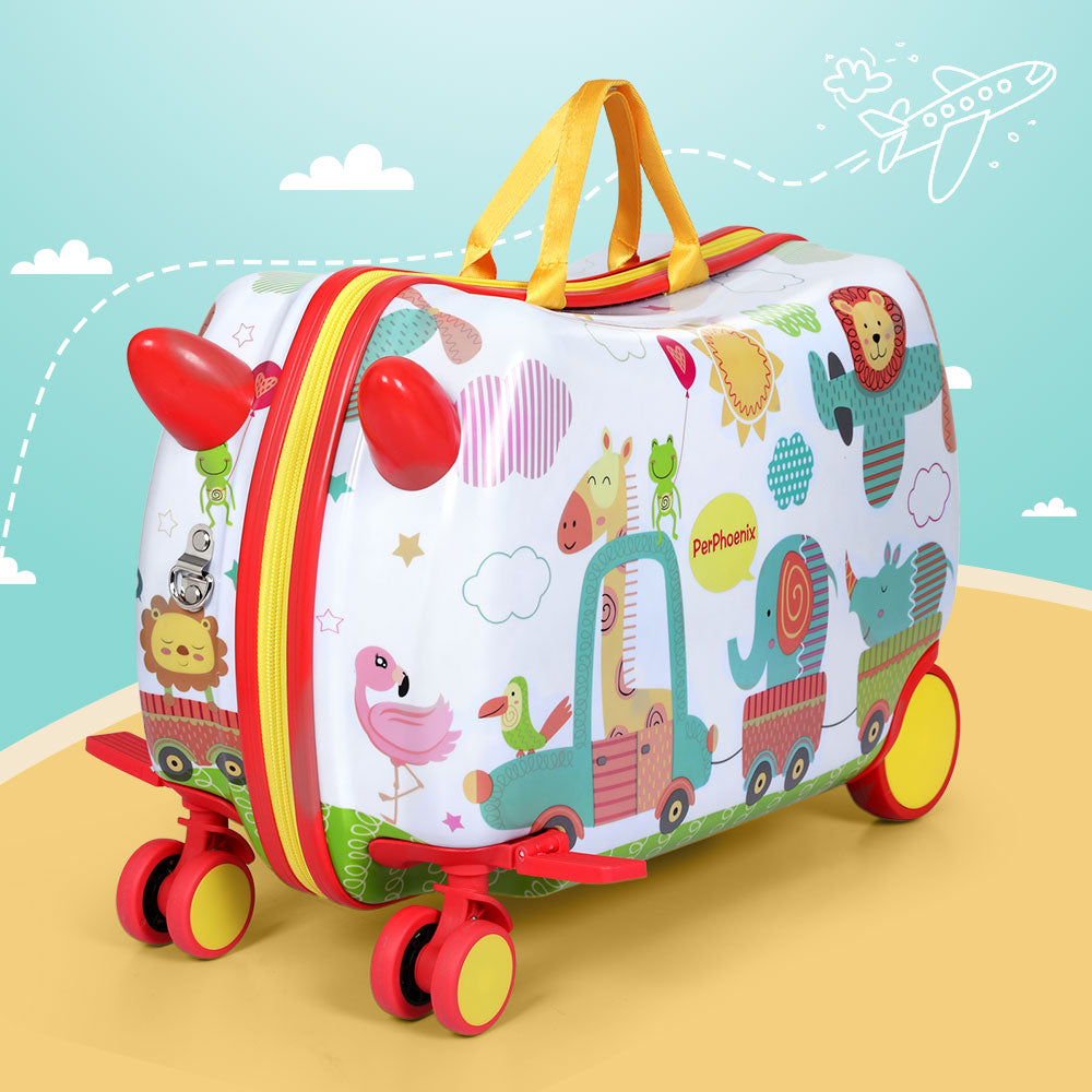17" Kids Ride On Luggage Children Suitcase Trolley Travel Car