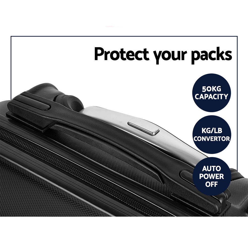 3pc Black TSA Carry-On Luggage Set – Hard Case, Lightweight