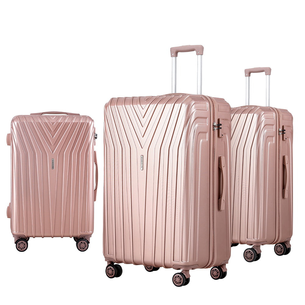 3PCS Pink TSA Luggage Set 20-24-28 Inch Hard Shell Suitcase