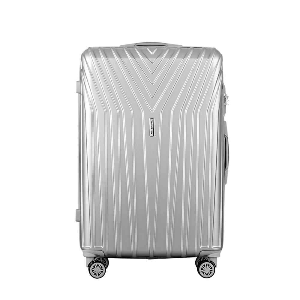 Lightweight 3-Piece Black/Silver Luggage Set - TSA Approved