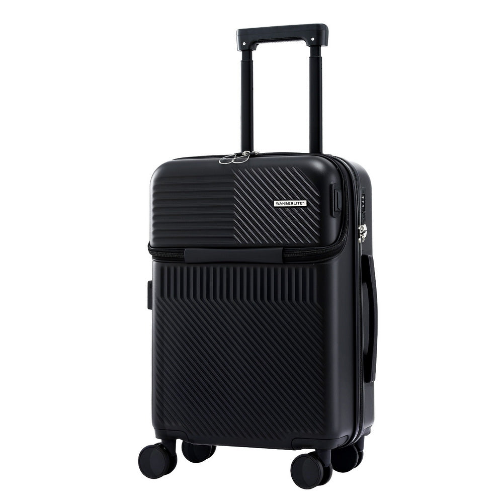 20 Luggage Suitcase Front Pocket Travel Carry On Tsa Black King