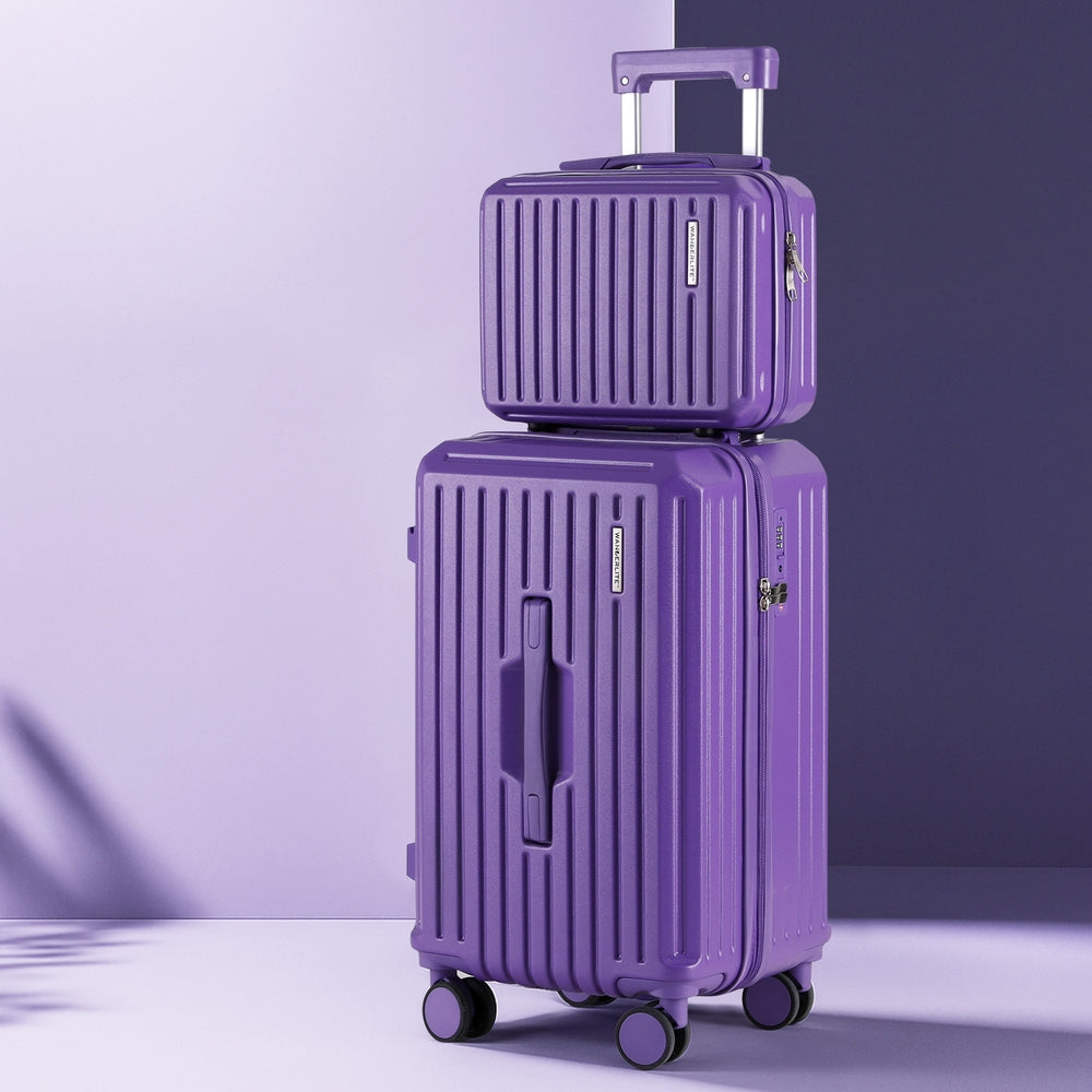 2pcs Trunk Luggage Suitcase Travel Carry On TSA Lock 12" 20" Purple