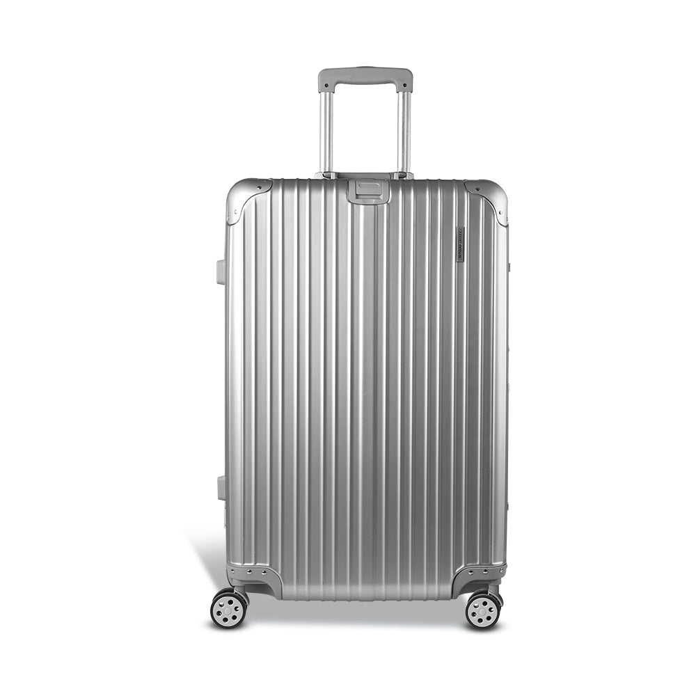 28 Inch Silver Luggage Trolley Travel Suitcase Durable Hard Case
