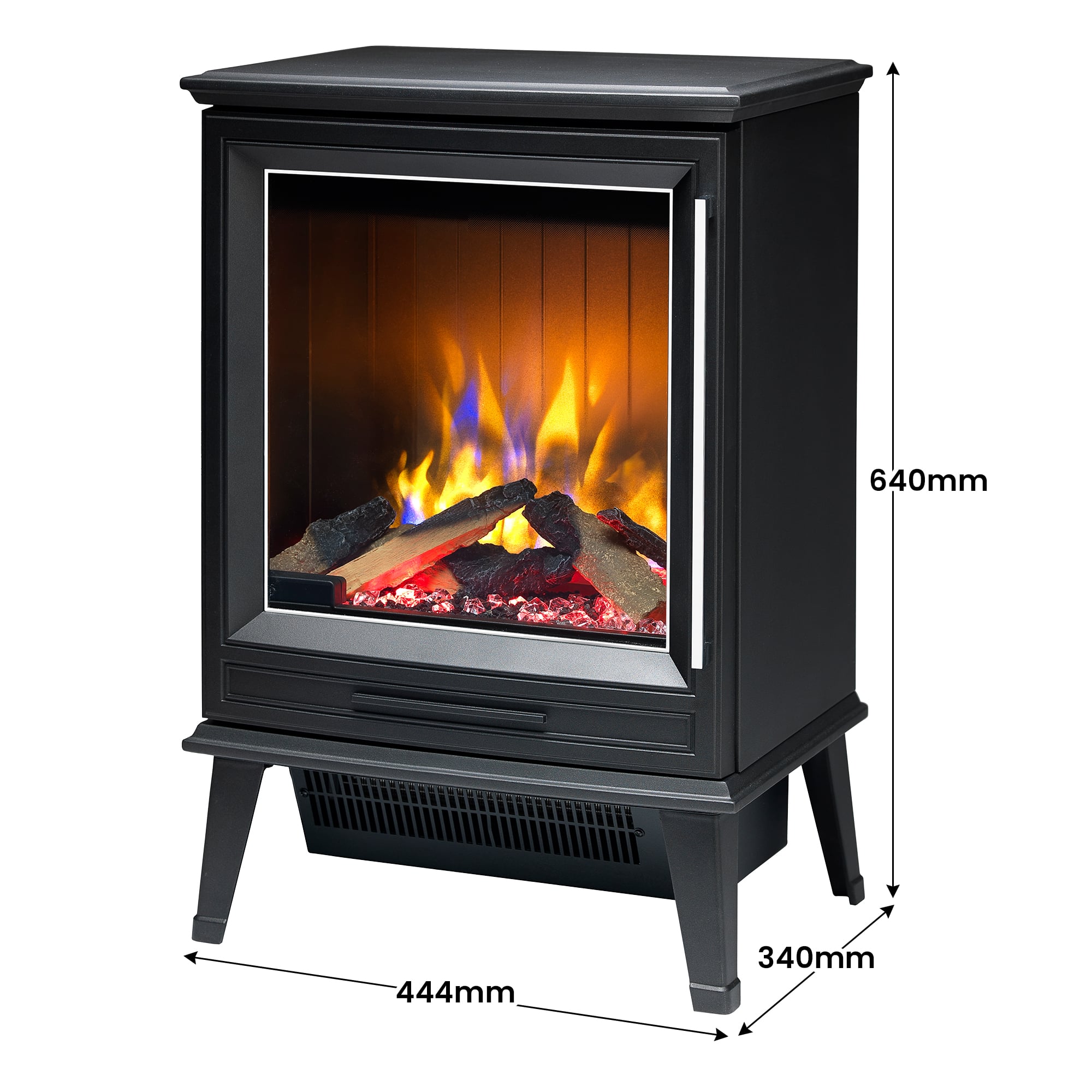Electric Fire Stove Black Wood
