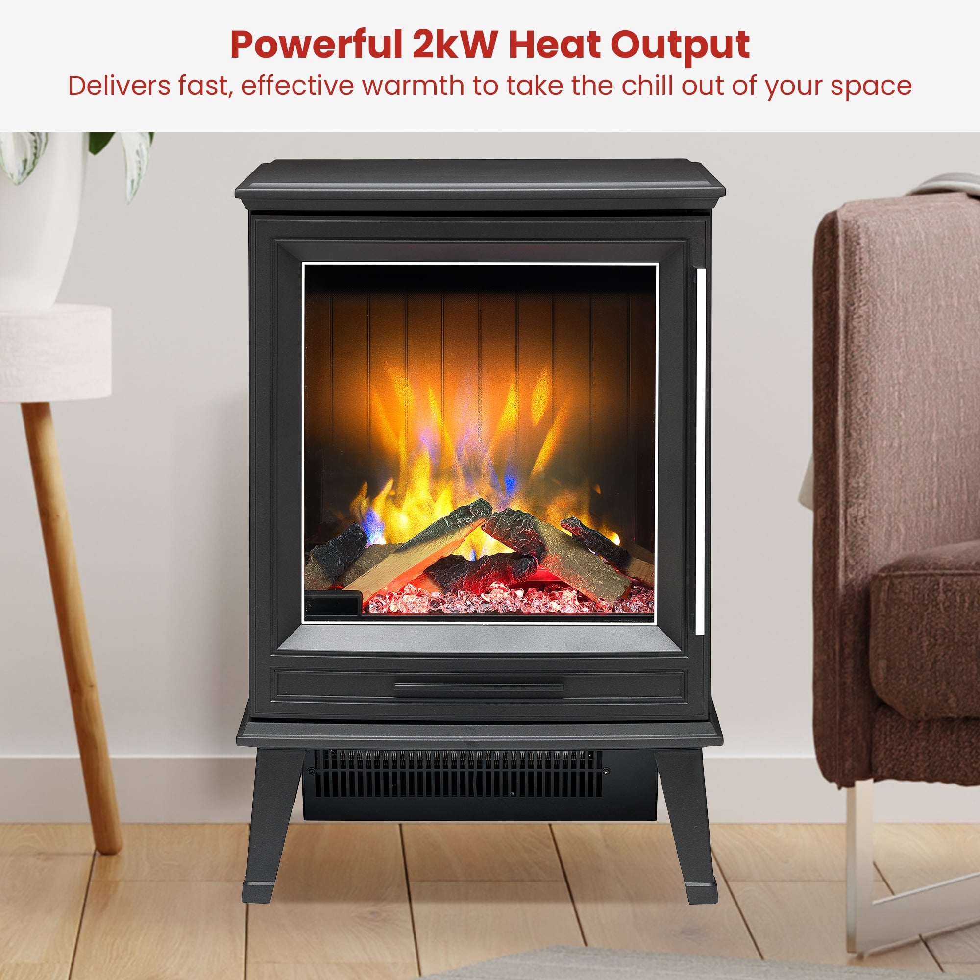 Electric Fire Stove Black Wood