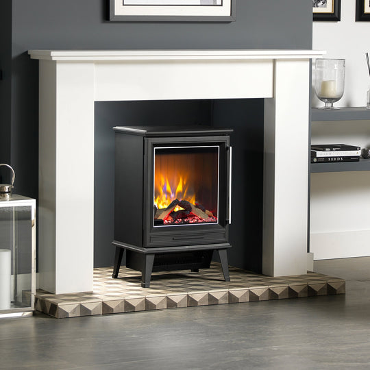 Electric Fire Stove Black Wood