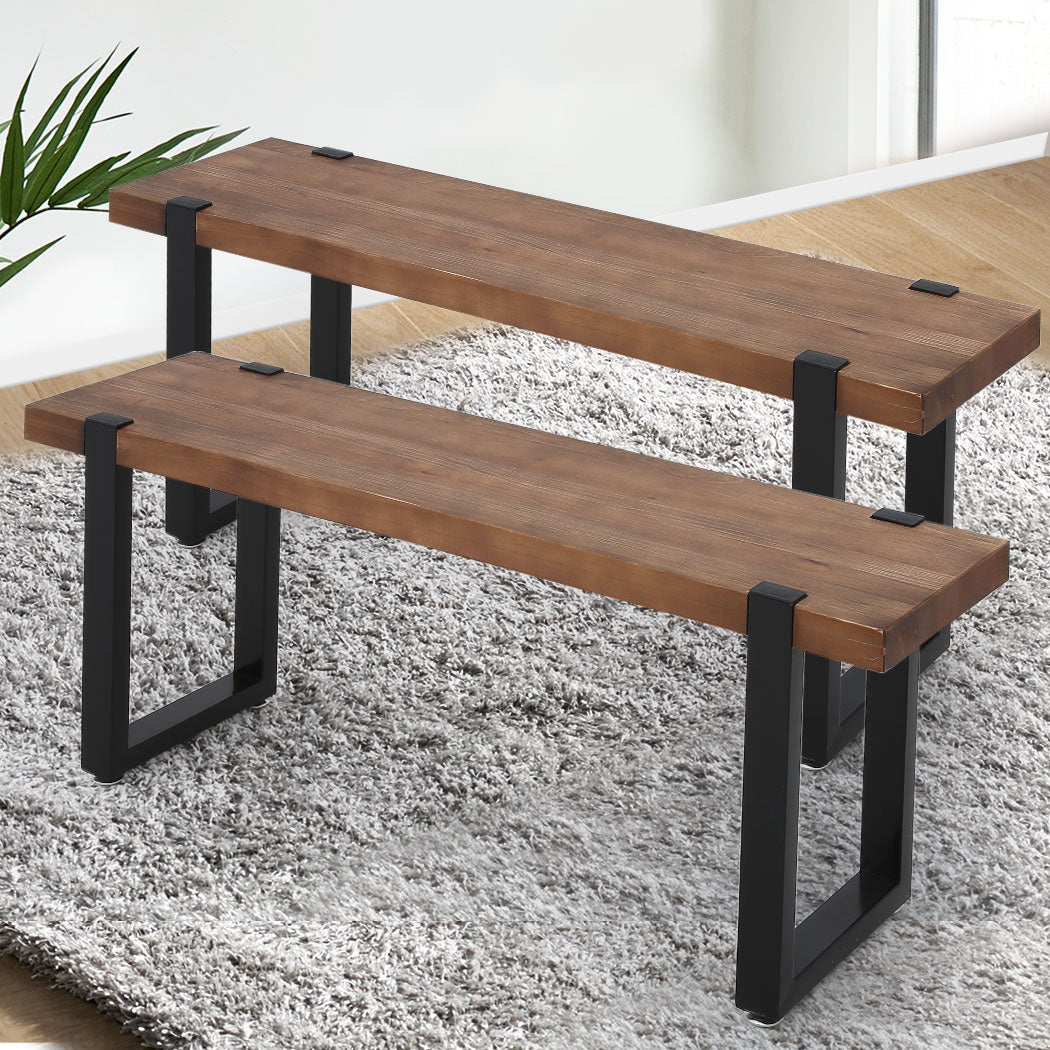 Minimalist 2x Dining Bench Chairs Wooden 115cm  Easy Assembly