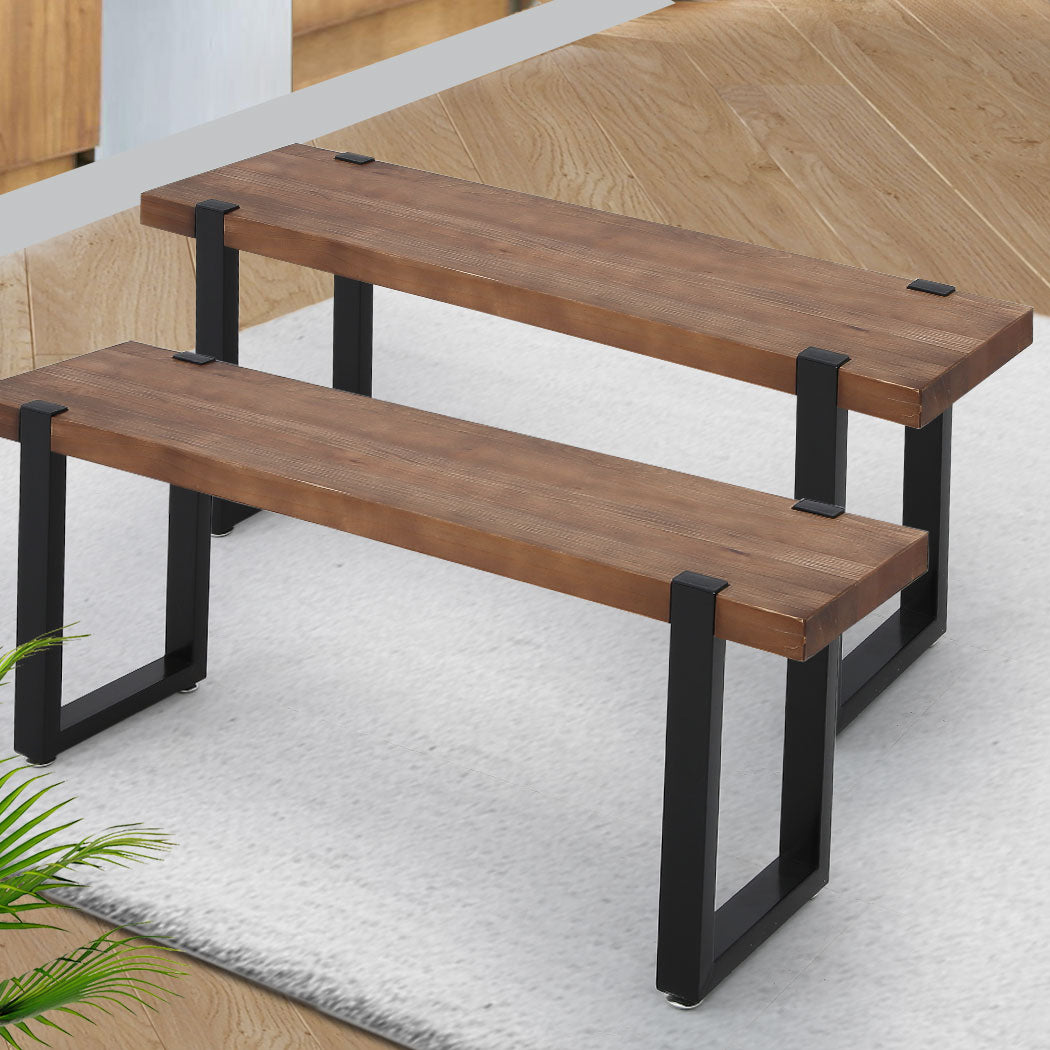 Premium 2x Dining Bench Chairs Wooden 140cm  Foldable Function
