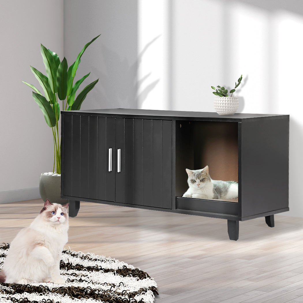 Enclosed Cat Litter Cabinet Box Black