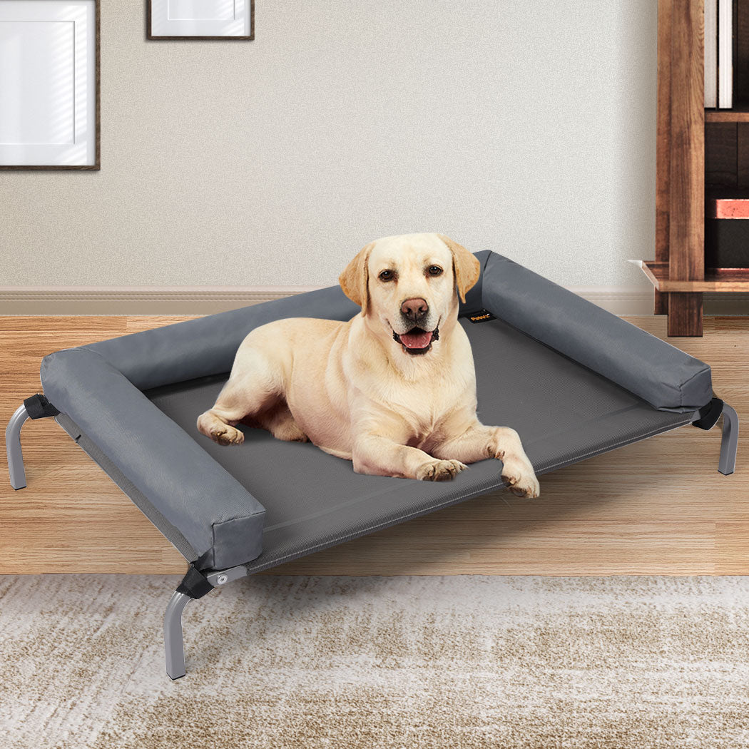 Large Pet Bed Grey Fabric 77x47x15cm