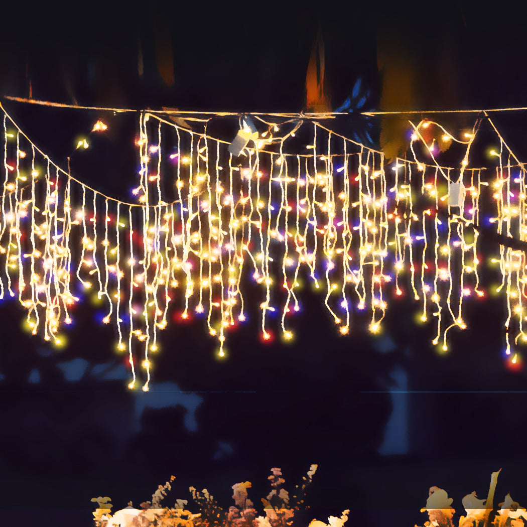 800 LED Curtain Fairy String Lights Multi Colour with Wedding Outdoor Xmas Party