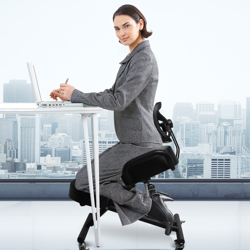 Compact Kneeling Chair Office Ergonomic Black  Soft Cushion