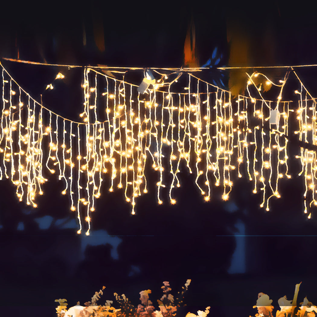 LED Curtain Fairy String Lights Wedding Warm White 300 LED, Outdoor Xmas Party