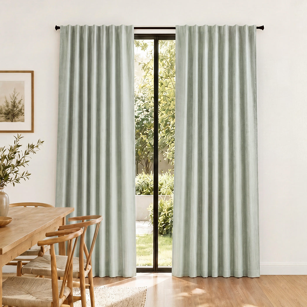 Blackout Curtains Thermal Linen Look 2 Panels | Simpledeals