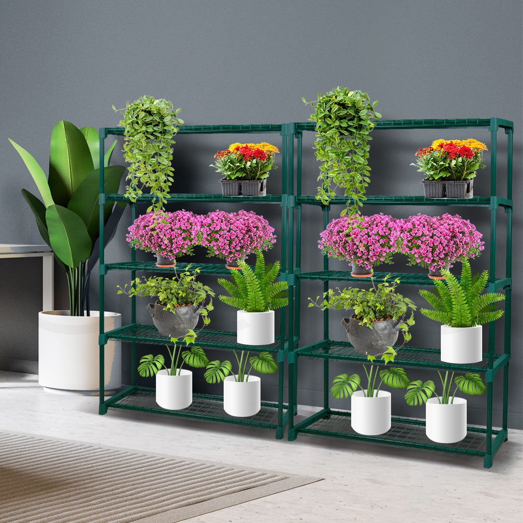 2x 5-Tier Plant Shelves Garden Flower Pot Rack Indoor Outdoor