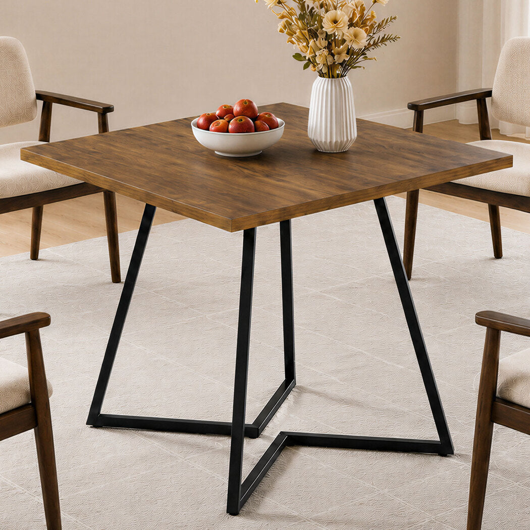 Square Dining Table Walnut Finish 80x80cm