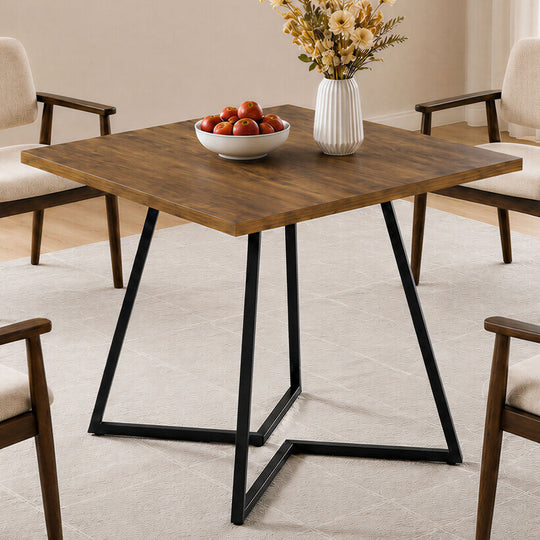 Square Dining Table Walnut Finish 80x80cm