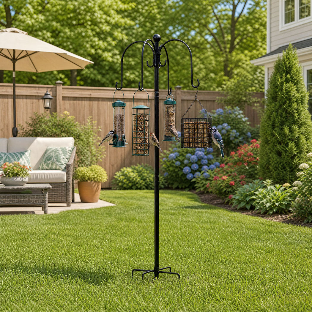 Bird Feeder Pole Station 8 Hooks 224cm | Simpledeals