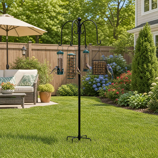 Bird Feeder Pole Station 8 Hooks 224cm - Pet Supplies