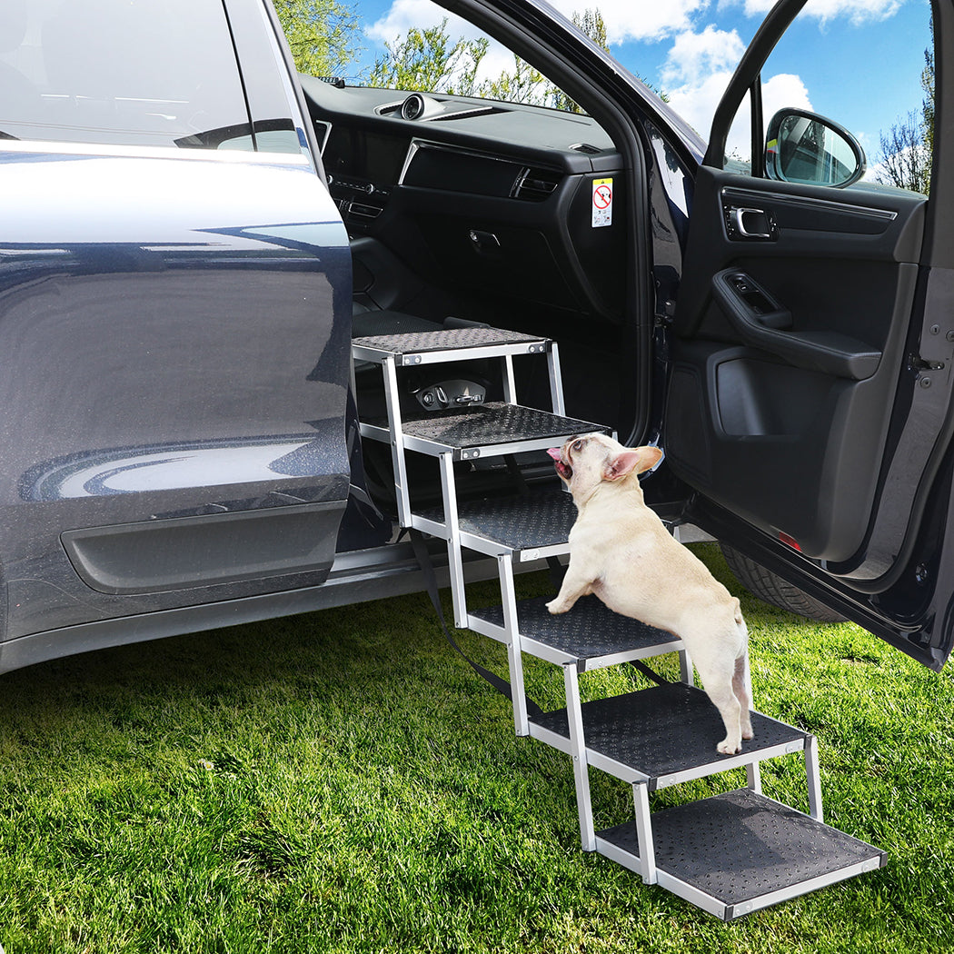 6 Steps Dog Ramp Adjustable Height Black
