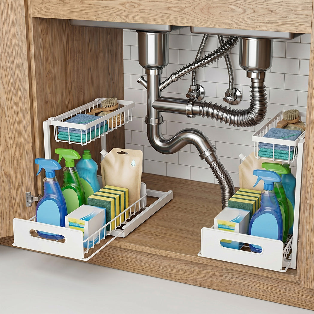 Under Sink Storage Rack 2-Tier Cabinet Organiser | Simpledea