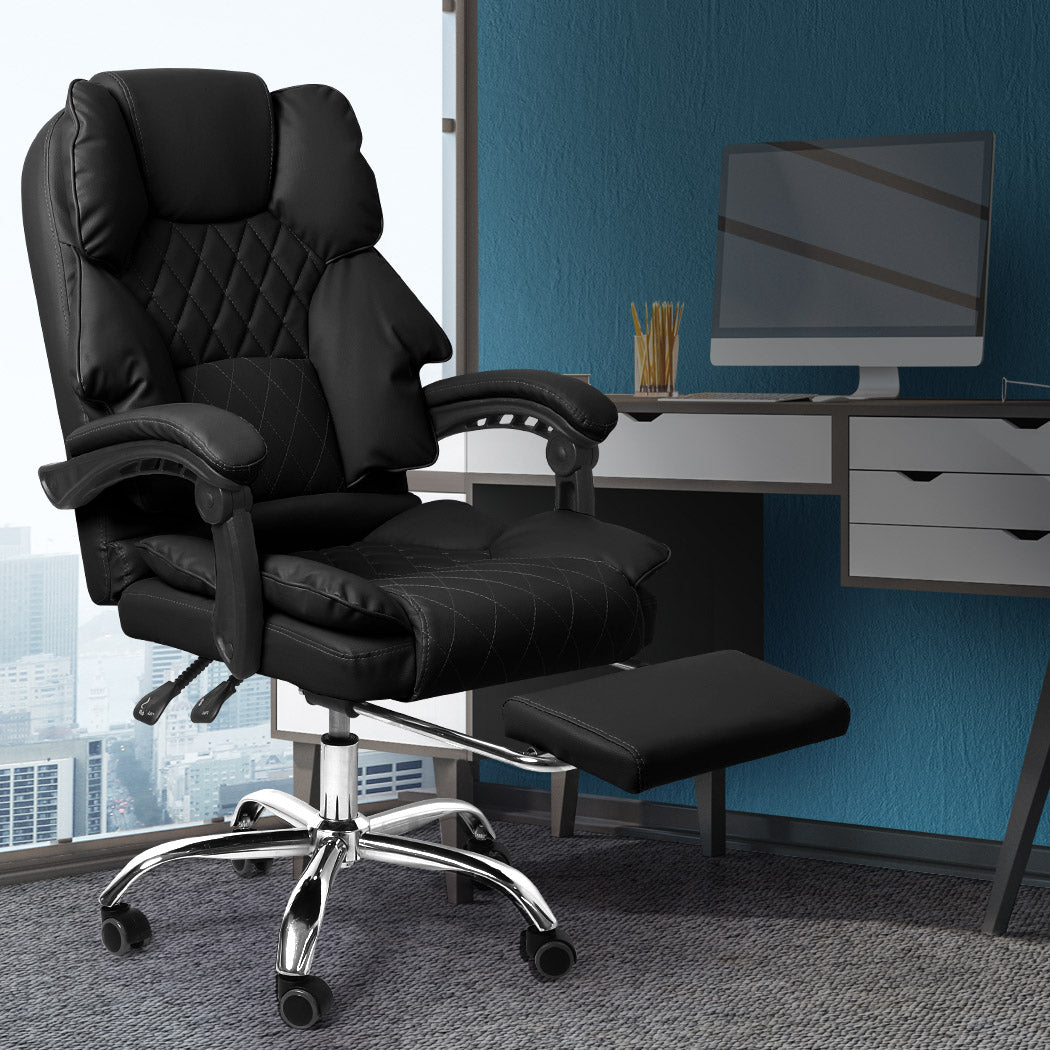 Gaming Chair Office Computer Black Footrest