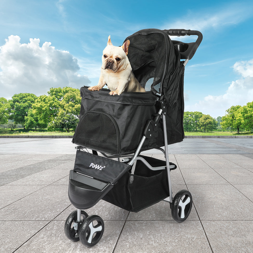 Stylish Large Pet Stroller Dog Cat Carrier Black