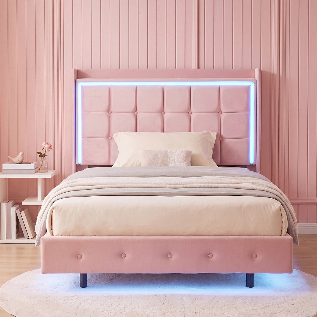 Floating Bed Frame With RGB Light 217x114x112.5cm