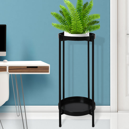 2 Tiers Metal Outdoor Indoor Plant Stand-Black | Paypal