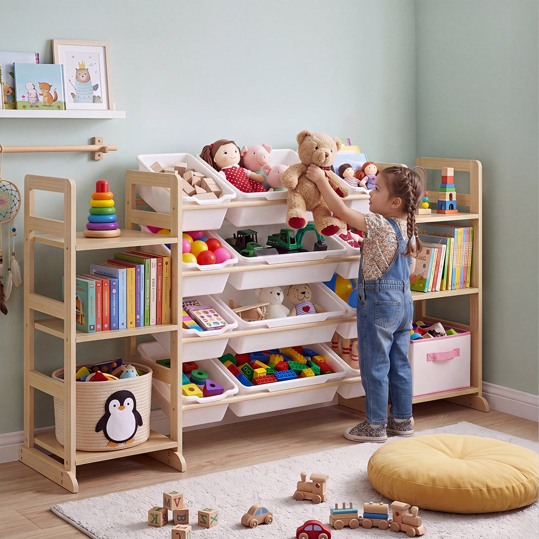Kids Toy Storage Unit 12 Bins 6 Shelves Rack