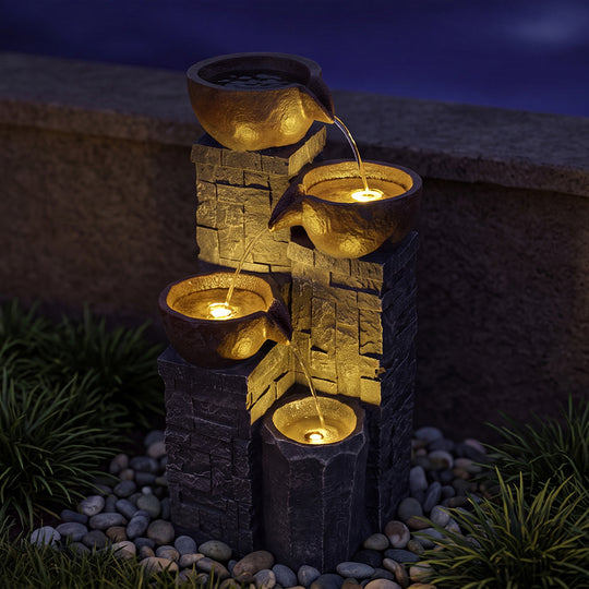 Water Fountain 4 Tier Grey 25x23x49cm